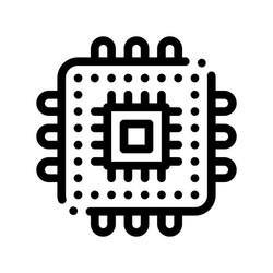 Computer element processor thin line icon vector