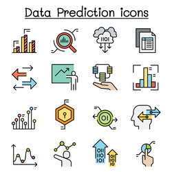 data prediction icon set in colorline style vector image