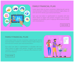 Family financial plan web set vector