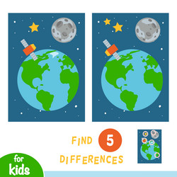 Find differences education game earth moon vector