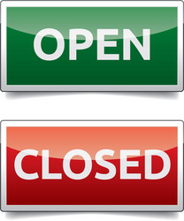 open - closed color board with shadow on white vector image