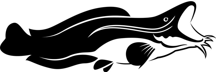 open mouth black catfish graphic vector