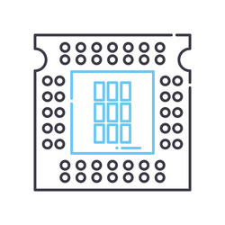 processor line icon outline symbol vector image