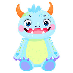 cute cartoon little blue monster Vector Image
