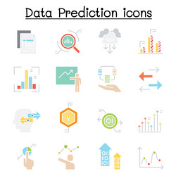 data prediction icon set in flat color style vector image