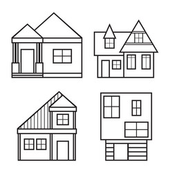 Set windows line icon architecture elements Vector Image