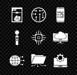 set 3d printer processor mobile and graphic vector image