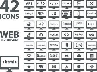 collection of web development icons html vector image