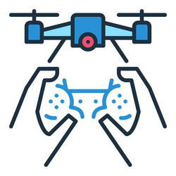 drone and game controller in hands quadcopter vector image