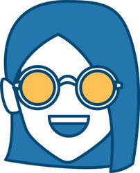 geek girl with round frame glasses vector