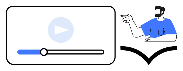 video player interface with instructor and open vector image