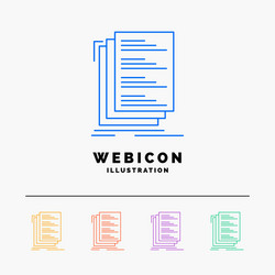 code coding compile files list 5 color line web vector image