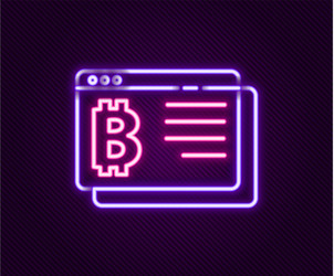 glowing neon line cryptocurrency coin bitcoin icon vector image