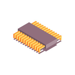 Microchip isometric icon central processing unit vector