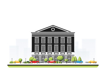 museum building in flat style with trees and cars vector