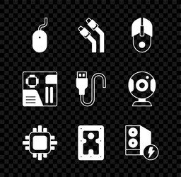 set computer mouse lan cable network internet vector image