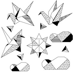 set of origami figures paper symbolic decorative vector image