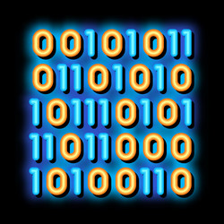 streaming binary code matrix neon glow icon vector