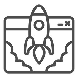 website and rocket launch line icon startup vector image
