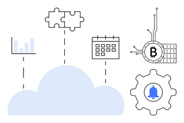 cloud computing with calendar puzzle graph gear vector image