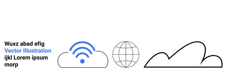 cloud with wireless signal globe grid and simple vector image