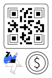 qr code payment system concept with digital vector image