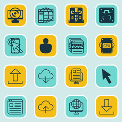 set of 16 online connection icons includes send vector