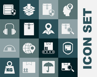 set search package delivery security with shield vector image