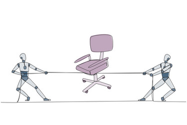 single continuous line drawing two robots vector image