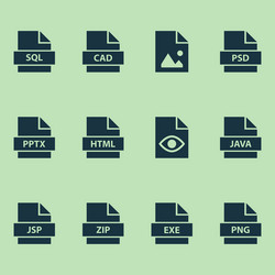 document icons set with picture database view vector image