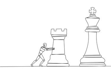 single one line drawing smart robot future vector image