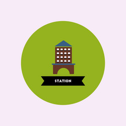 stylish icon in color circle building station vector image