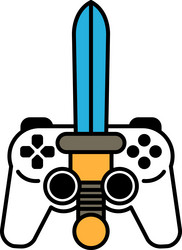 a video game controller with sword on top vector image
