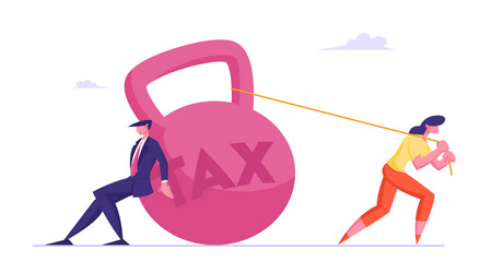 business taxation concept businesspeople pull vector