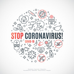 circle composition with line icons and text stop vector image