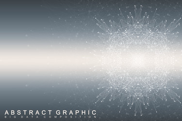 fractal element with connected lines and dots big vector image