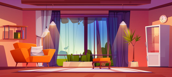 house living room with panoramic window vector