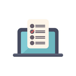 laptop displaying a survey form with one checkbox vector image