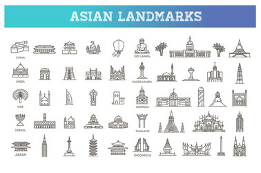 simple linear icon set representing global vector image