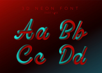 3d neon led font liquid matte rounded type vector image