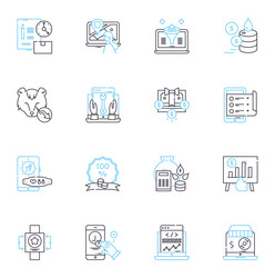 Individual finances linear icons set budgeting vector