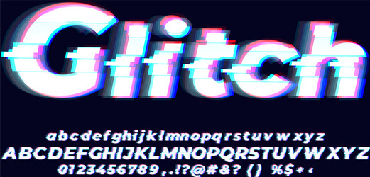 Glitch glow font style design template vector