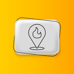 black map pointer with fire flame icon isolated vector image