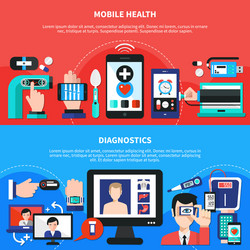 Digital health gadgets flat banners vector