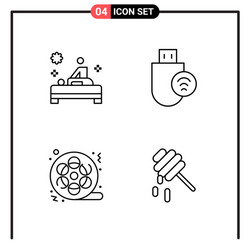 set 4 line style icons for web and mobile vector image