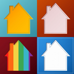 Set of four simple abstract house backgrounds vector