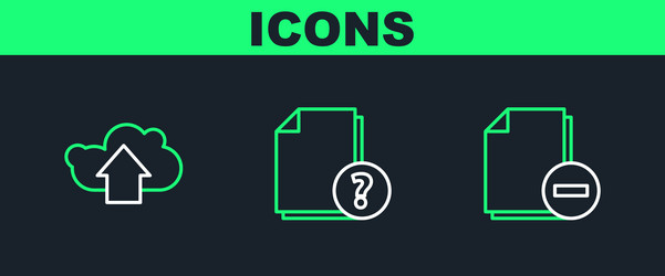 set line document with minus cloud upload vector image