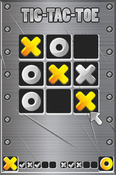 tic-tac-toe metal style ui game with cursor arrow vector image