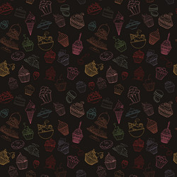 Hand-drawn seamless cupcake pattern vector