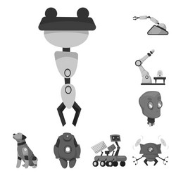 Isolated object of robot and factory symbol vector